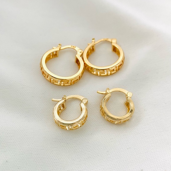 Greek Style Earrings, Small Greek Hoops - Picture 8 of 14